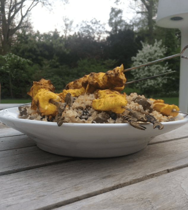 afghan rice pilaf with lamb and chicken kebabs