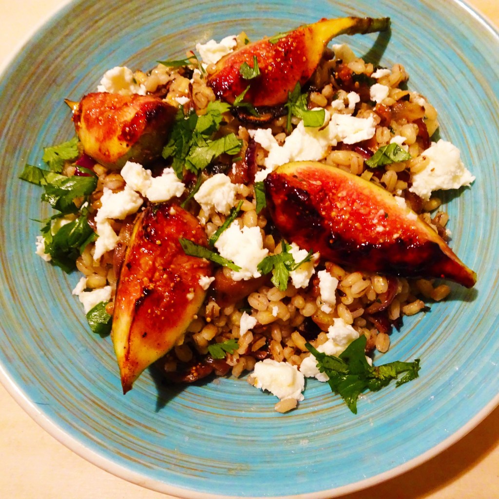 116. Lebanon: Pearl Barley Salad with Caramelized Grilled Figs and&nbsp;Feta